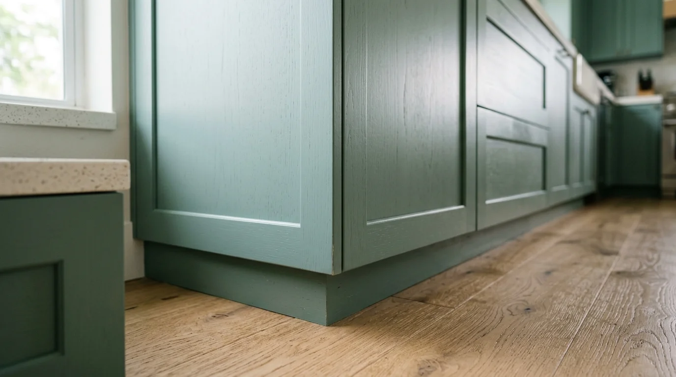 Close-up of tall custom floor to ceiling cabinet panels flanking a refrigerator in a Boca Raton kitchen remodel