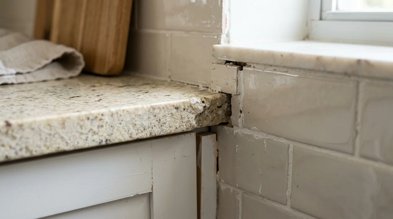 Close-up of water-resistant quartz countertops and moisture-sealed cabinetry in Palm Beach County kitchen