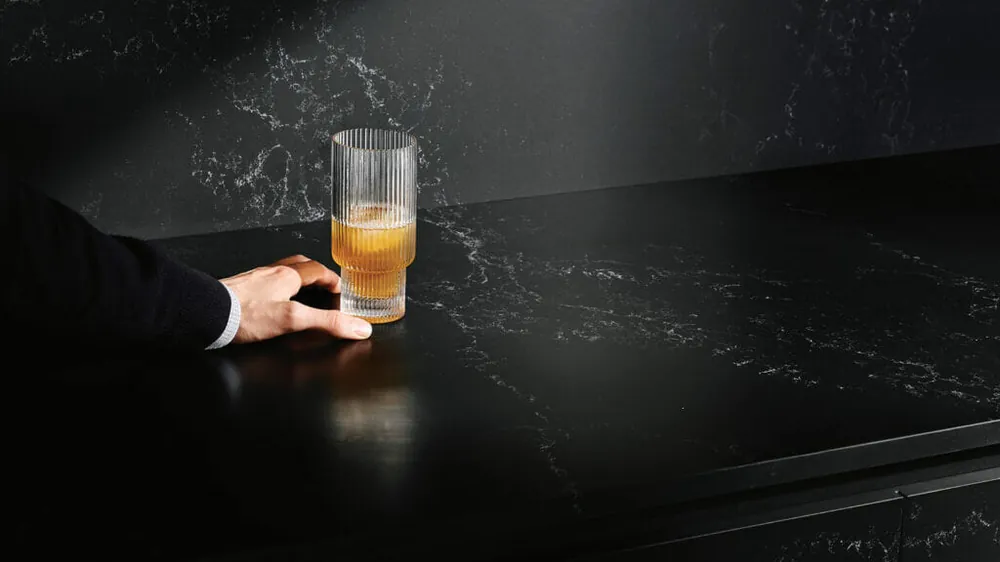 Empira Black Caesarstone quartz installed countertop