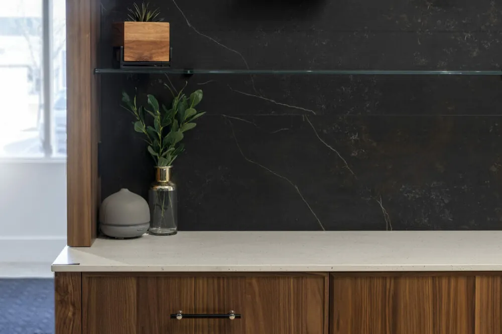 Frozen Terra Caesarstone quartz installed countertop