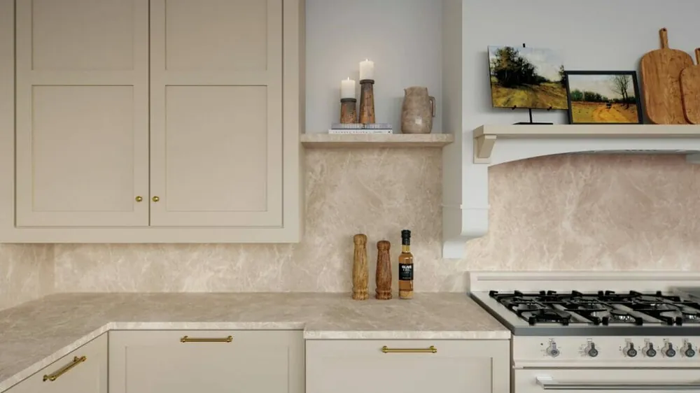 Fume Caesarstone quartz installed countertop