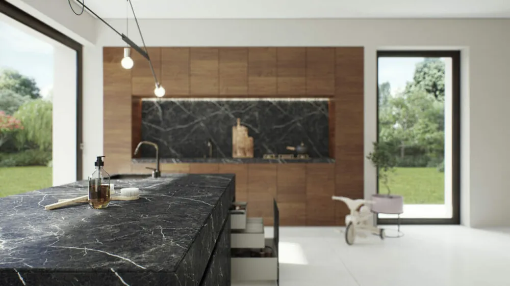 Smokestone Caesarstone quartz installed countertop