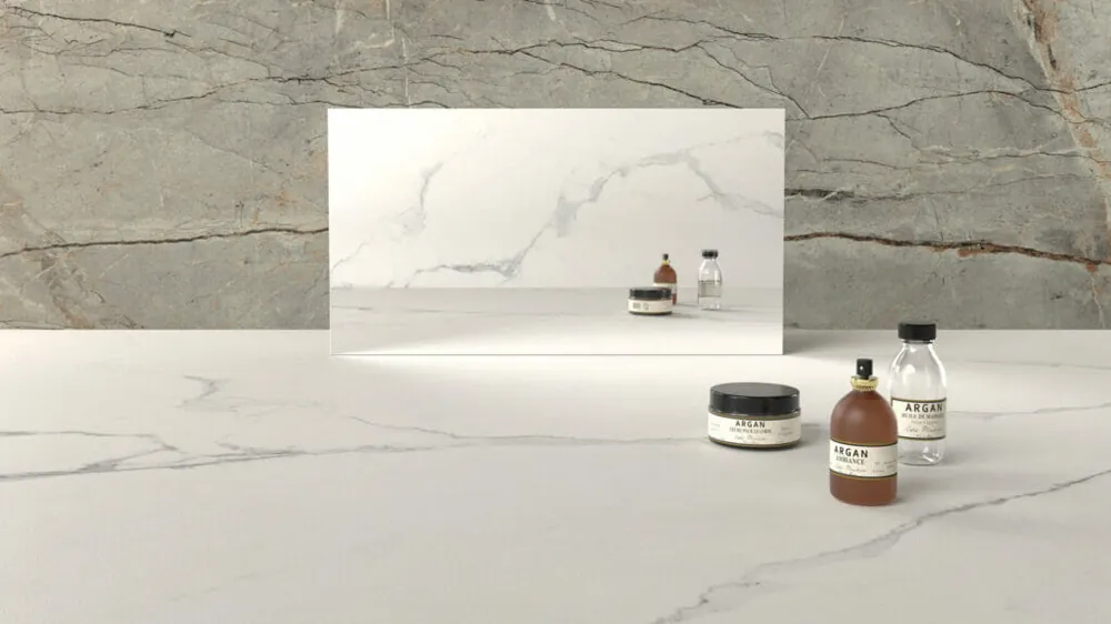 Whitenna Caesarstone quartz with brass hardware