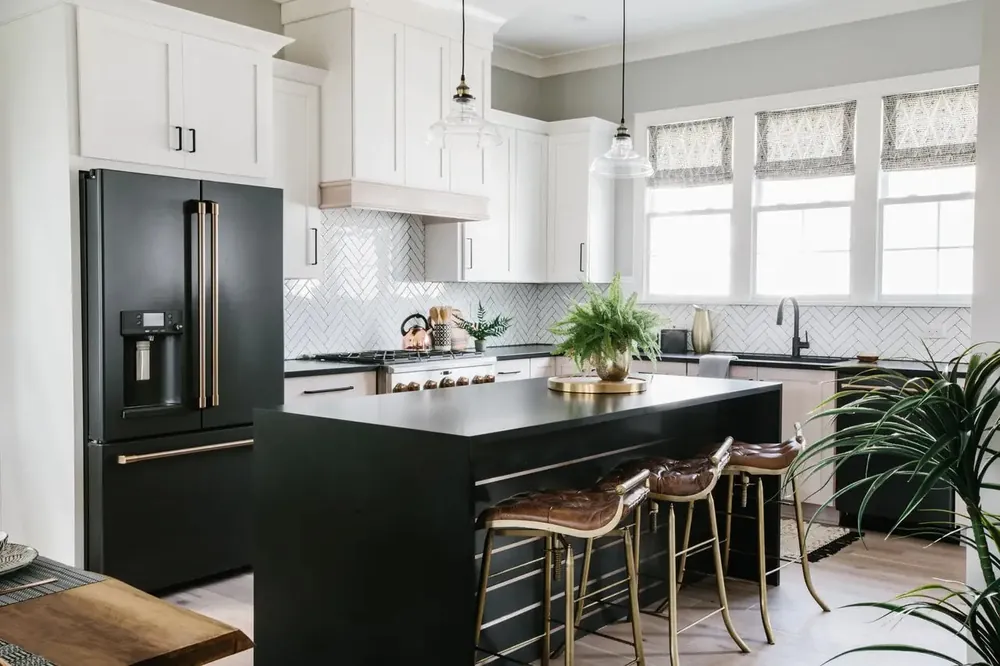 Ashbourne Matte Cambria quartz waterfall edge