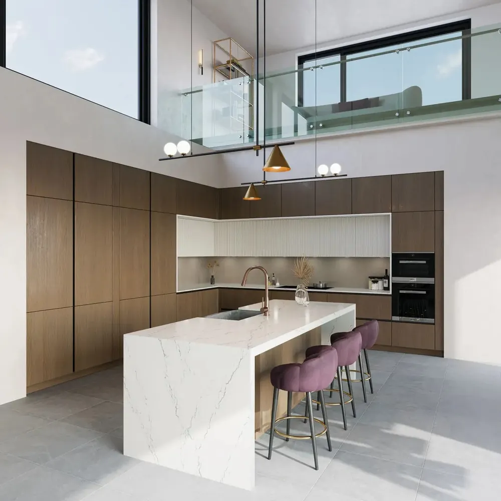 Canterbury Cambria quartz waterfall edge