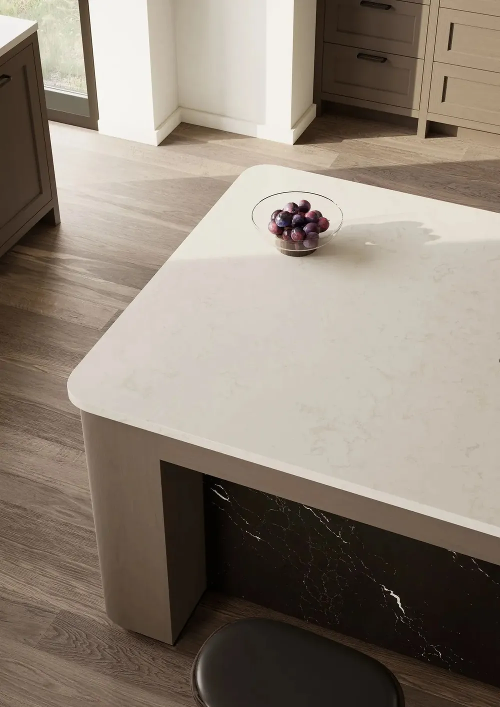 Torquay Cambria quartz with brass hardware