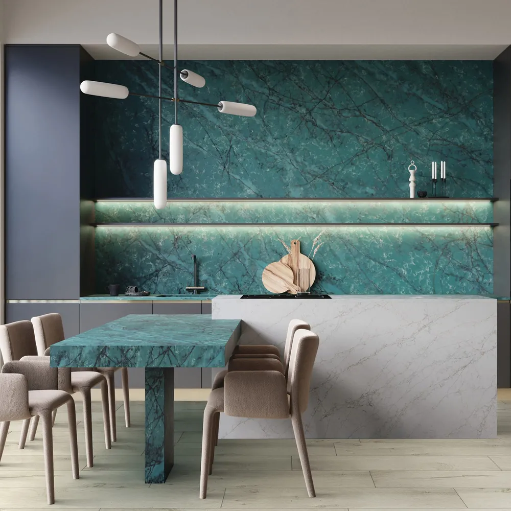 Amazonite Daltile quartz / porcelain installed countertop