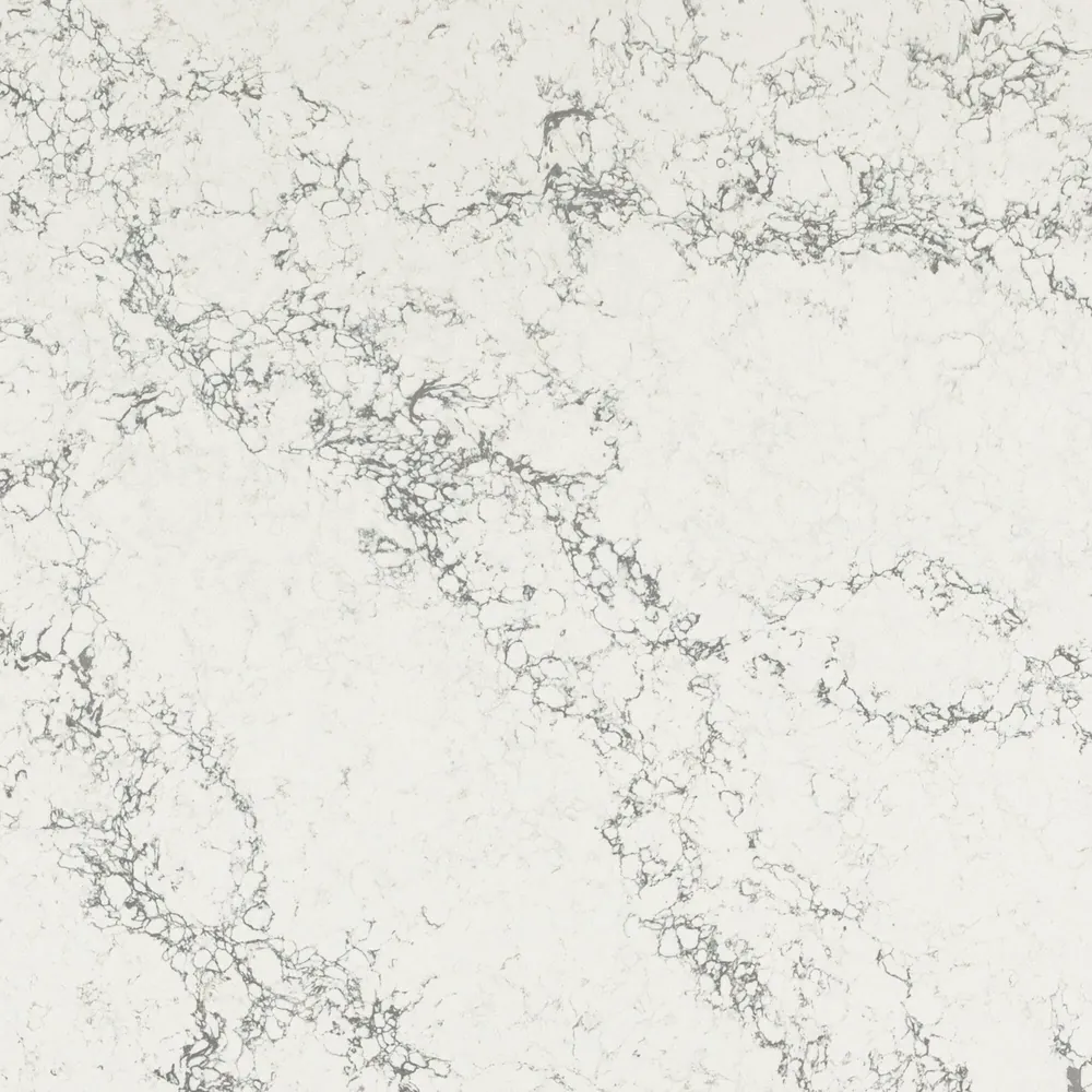 Arabescato Mountain Daltile quartz / porcelain waterfall edge