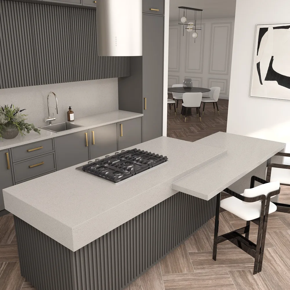 Ash Grey Daltile quartz / porcelain installed countertop