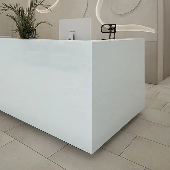 Juneau Daltile quartz / porcelain waterfall edge