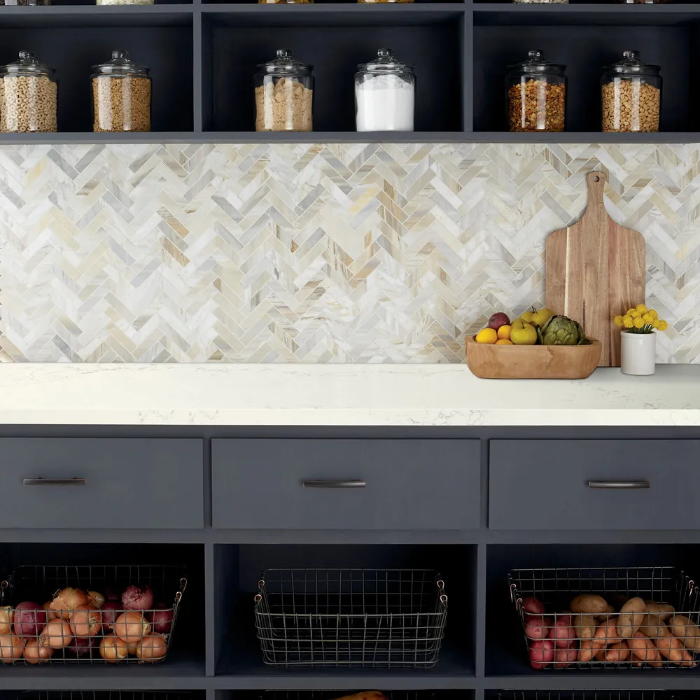 Liberty Gold Daltile quartz / porcelain installed countertop