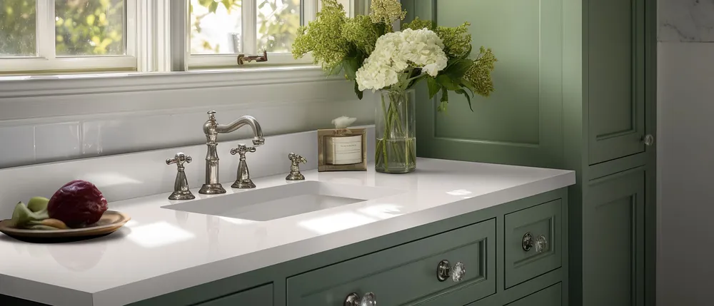 Sedona Daltile quartz / porcelain waterfall edge