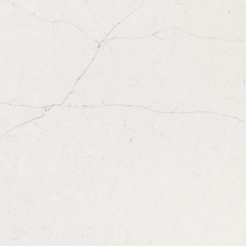 Simply White Daltile quartz / porcelain with brass hardware
