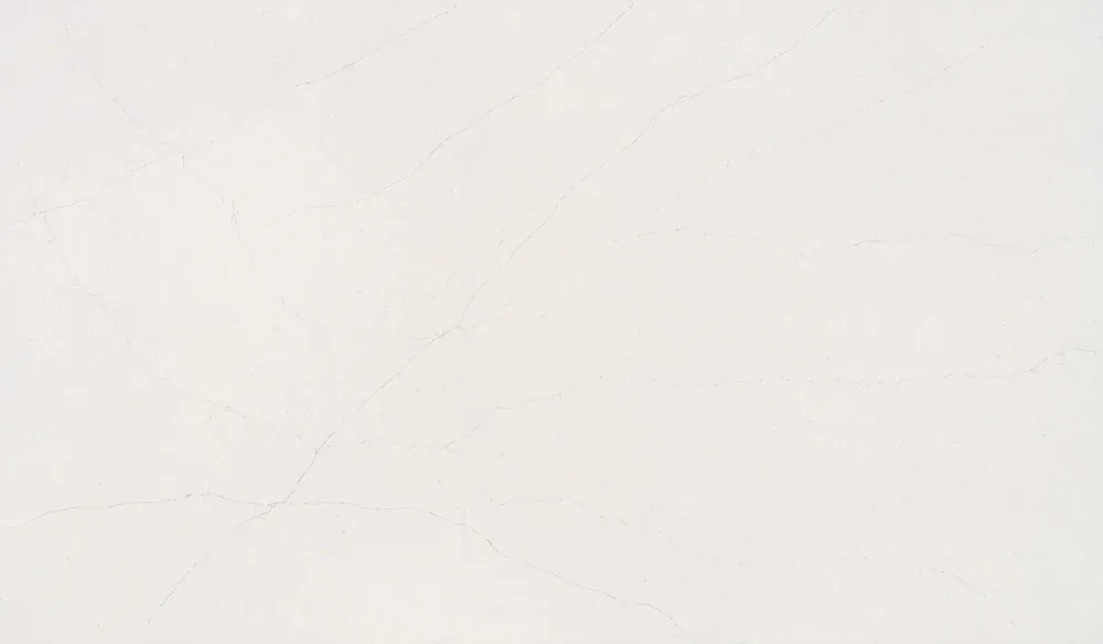 Simply White Daltile quartz / porcelain waterfall edge