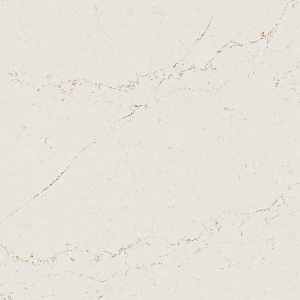 Valor Gold Daltile quartz / porcelain with brass hardware