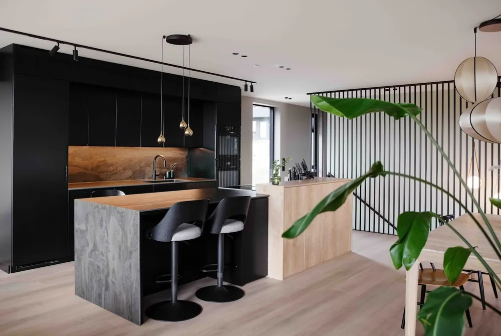 Kovik Dekton sintered surface with brass hardware