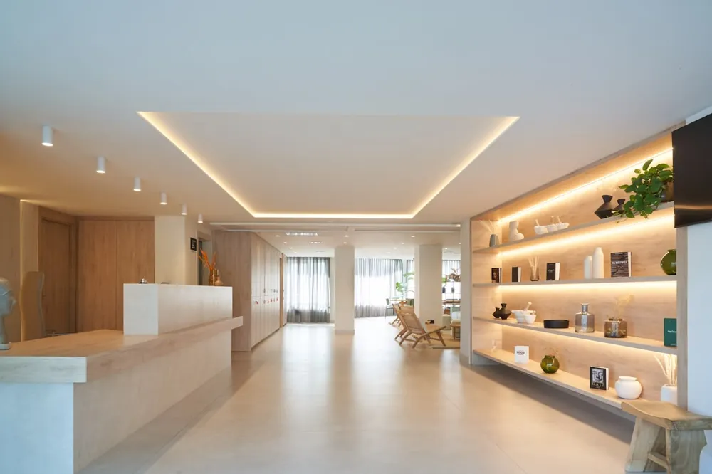 Lunar Dekton sintered surface with brass hardware