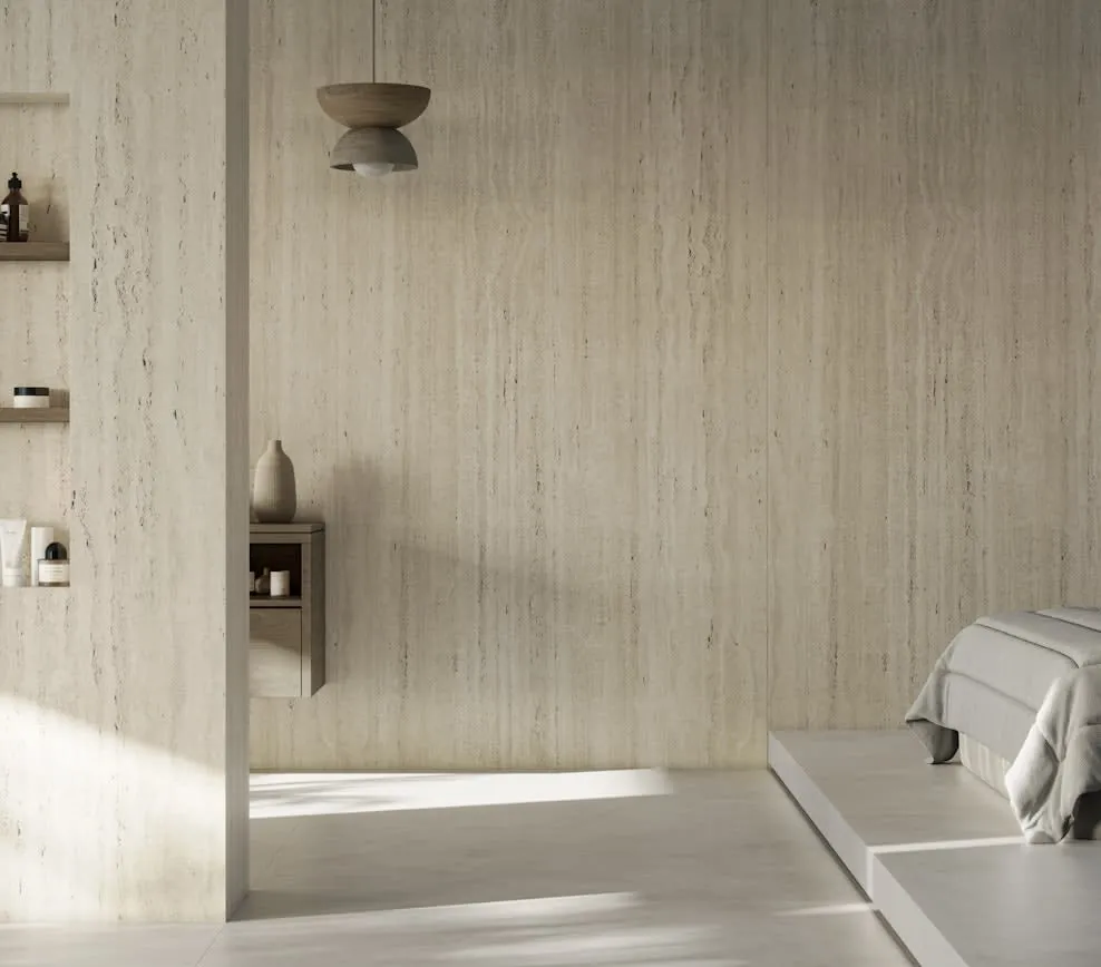 Nebu Dekton sintered surface with brass hardware