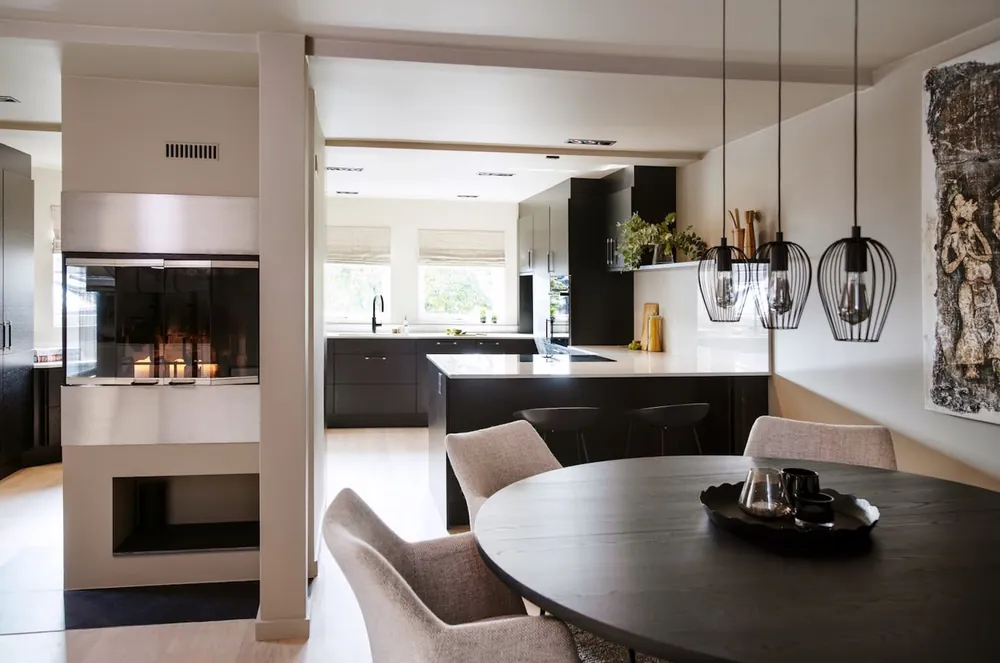 Salina Dekton sintered surface with brass hardware