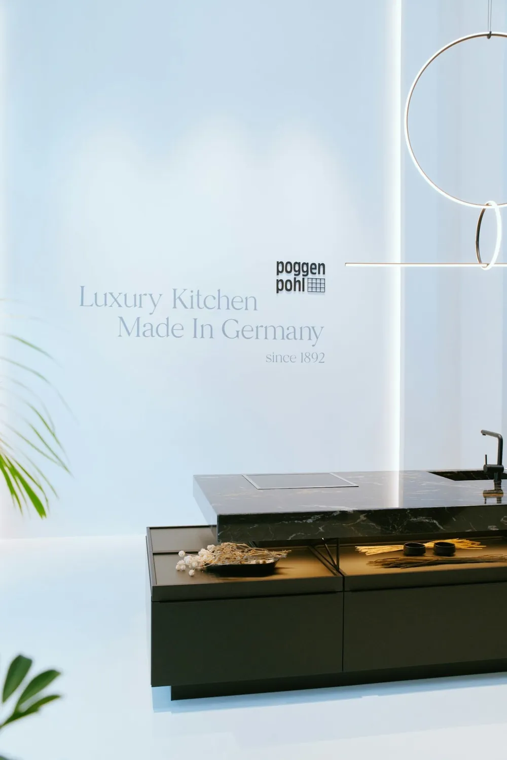 Somnia Dekton sintered surface with brass hardware