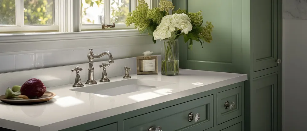 Aruca White MSI quartz installed countertop