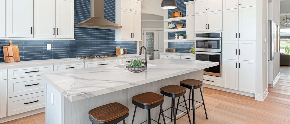 Calacatta Anava MSI quartz waterfall edge