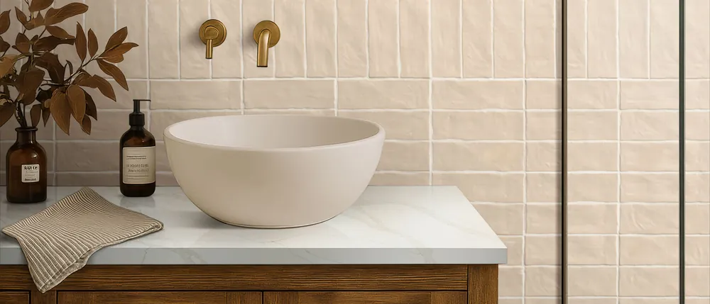 Calacatta Elysio MSI quartz with brass hardware