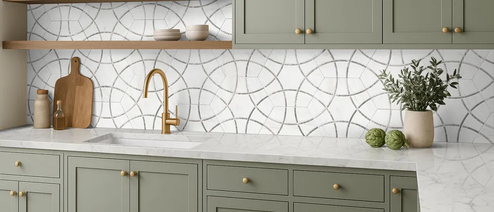 Calacatta Fioressa MSI quartz waterfall edge