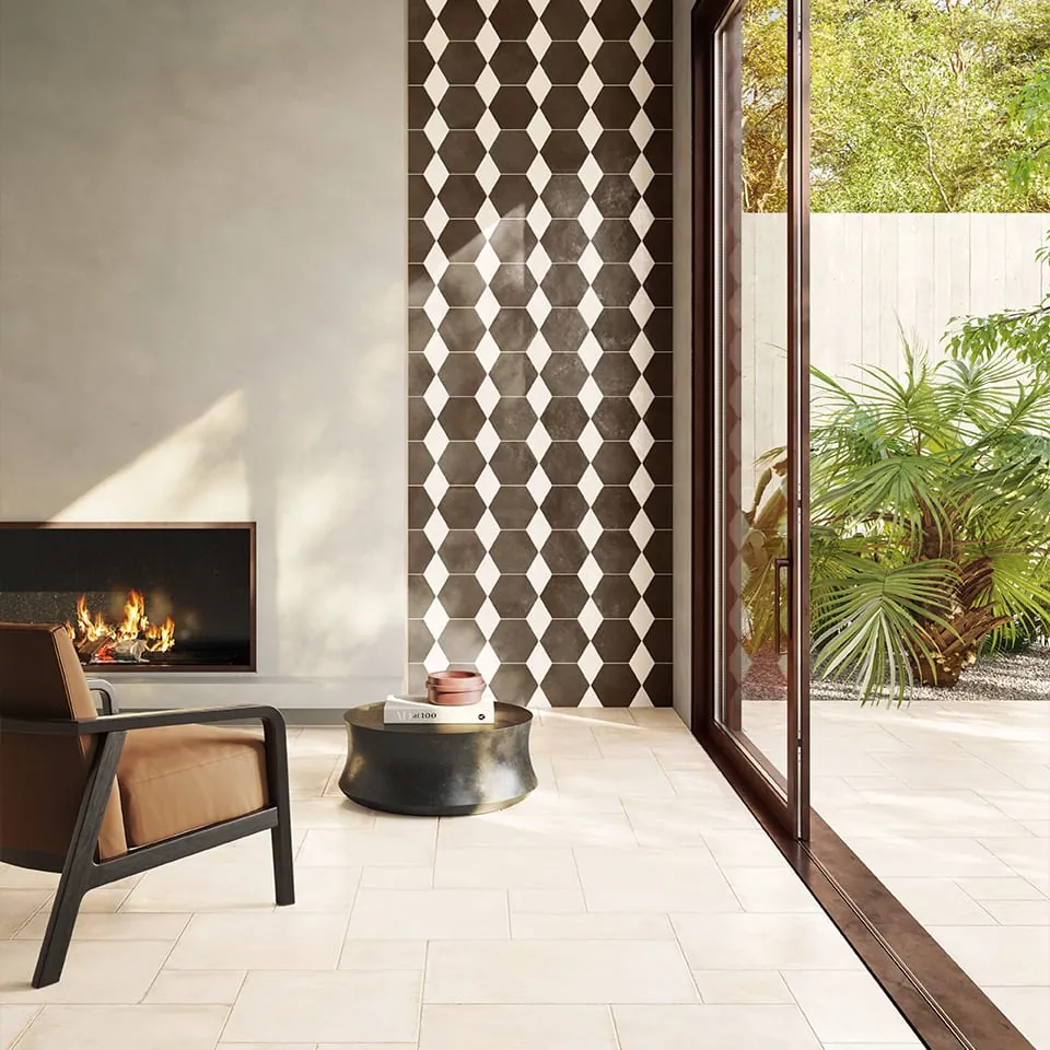 Krater Neolith sintered stone with brass hardware