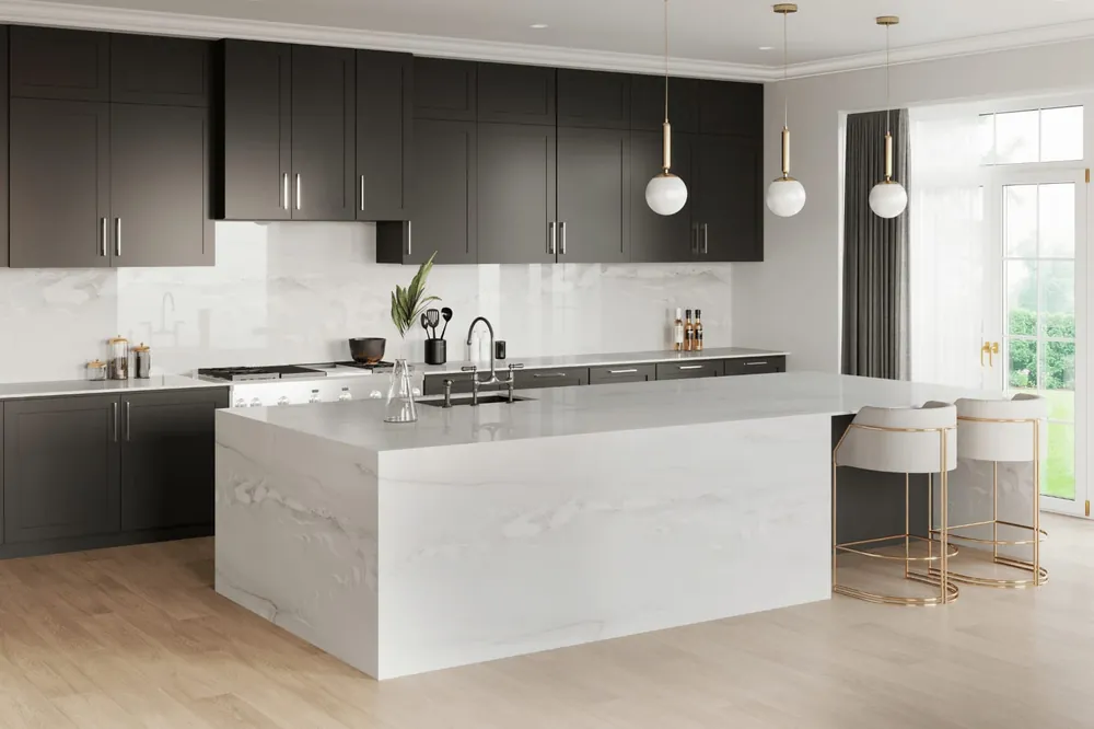Mont Blanc Neolith sintered stone waterfall edge