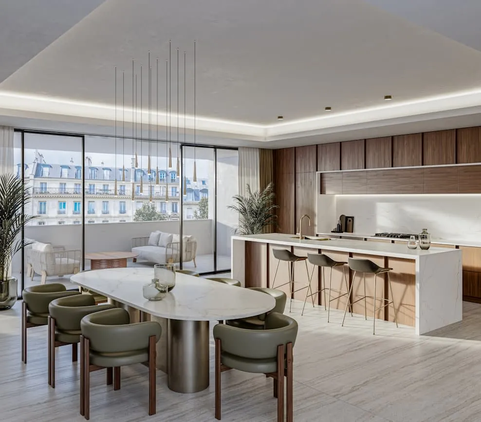 Blanc Elysee Silestone quartz with brass hardware