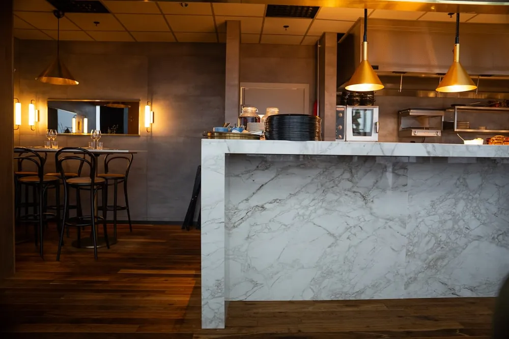Calypso Silestone quartz waterfall edge