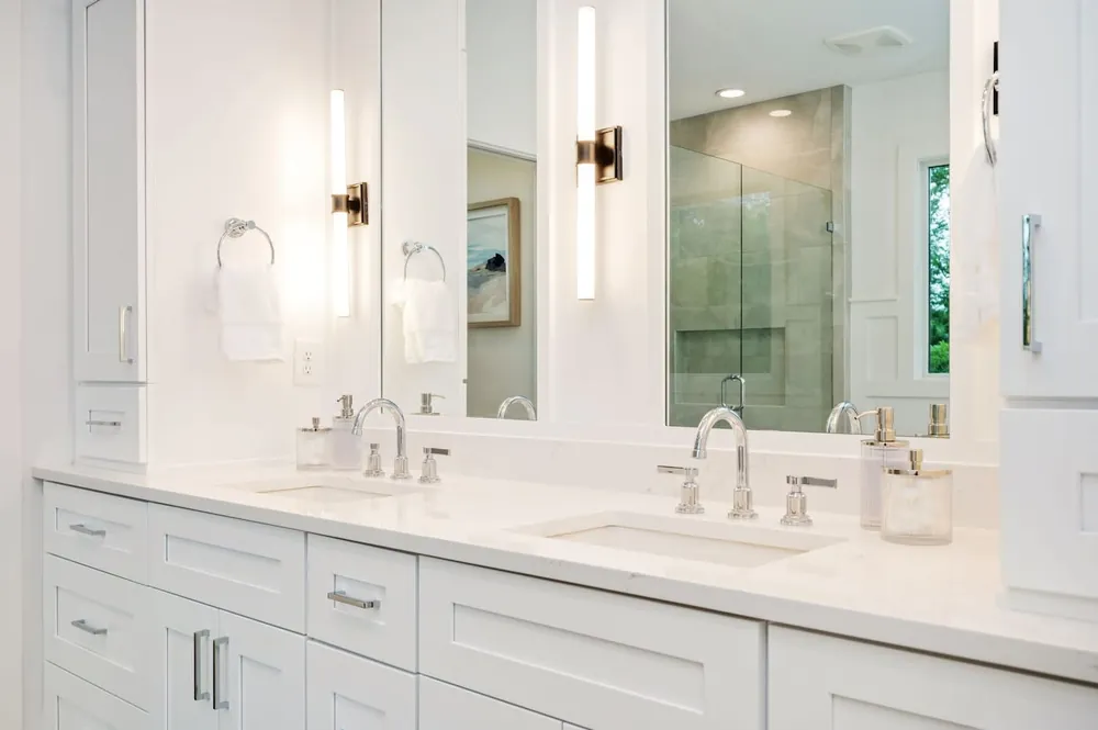Corktown Silestone quartz with brass hardware