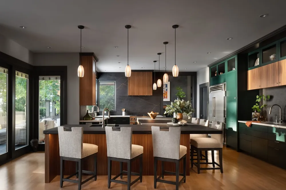 Desert Silver Silestone quartz with brass hardware