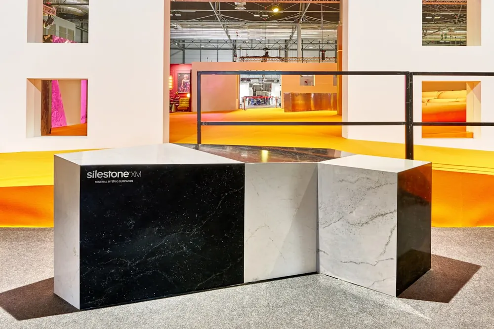 Eclectic Pearl Silestone quartz waterfall edge