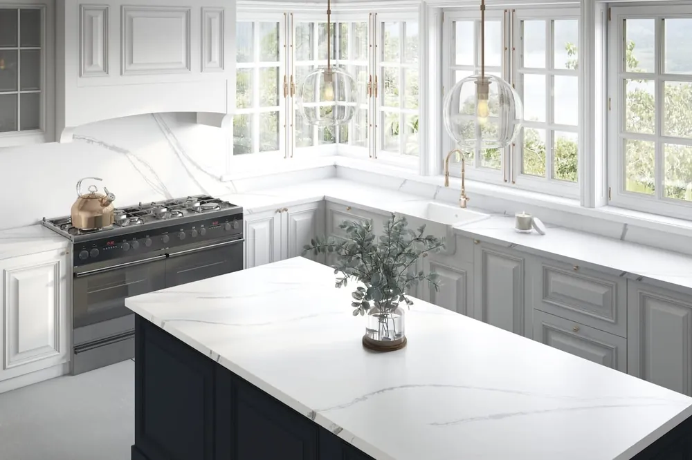 Et Bella Silestone quartz waterfall edge