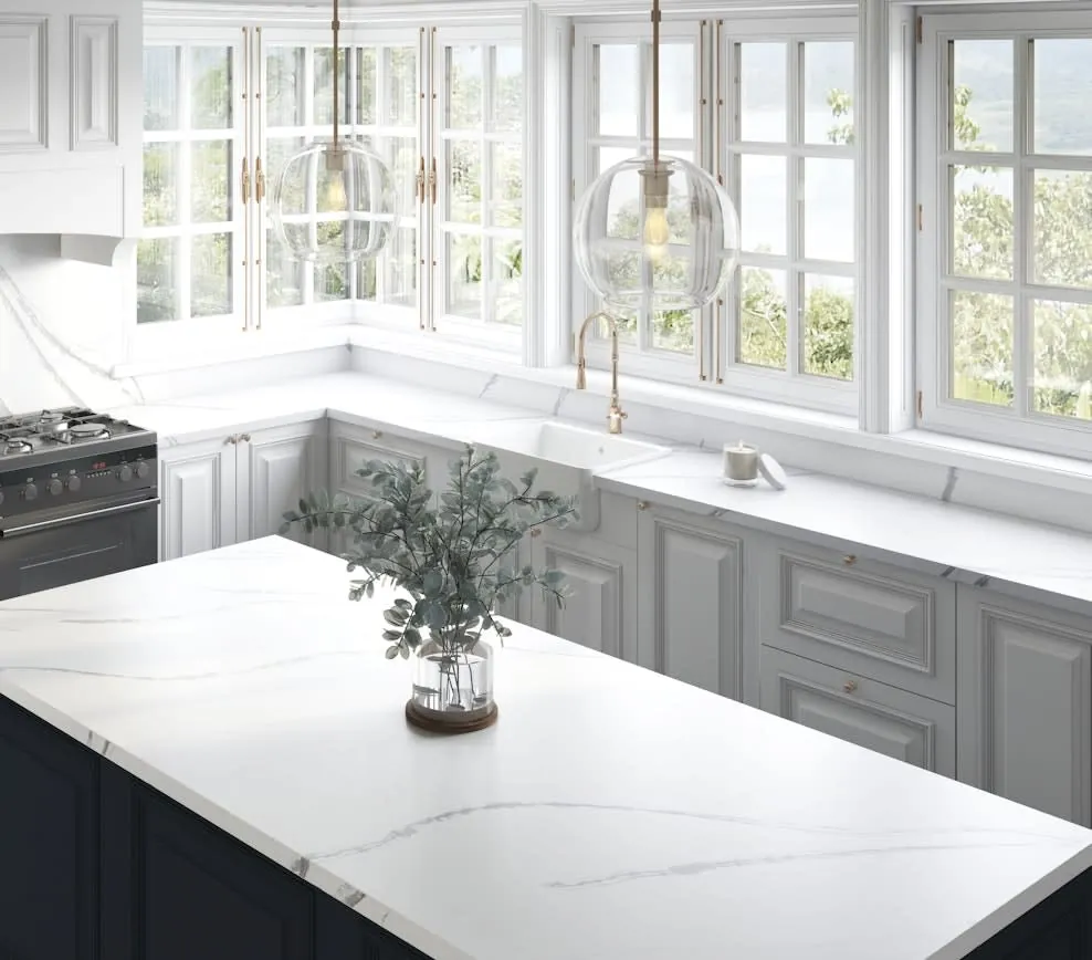 Helix Silestone quartz waterfall edge