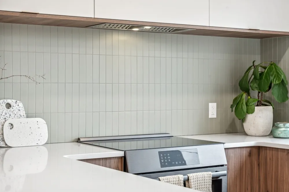 Miami Oro Silestone quartz waterfall edge