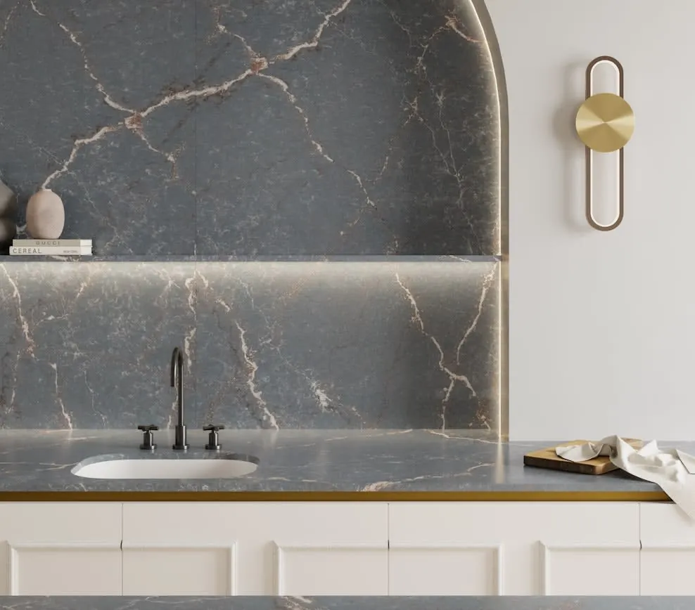 Parisien Bleu Silestone quartz installed countertop