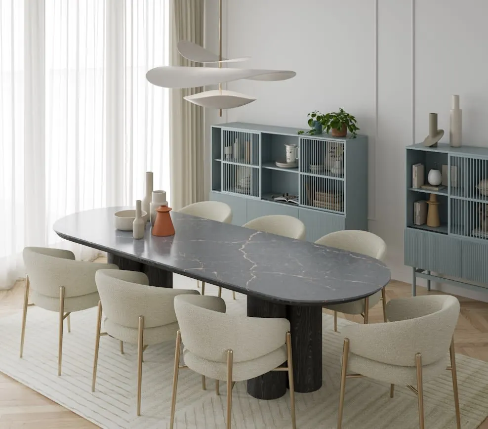 Parisien Bleu Silestone quartz waterfall edge