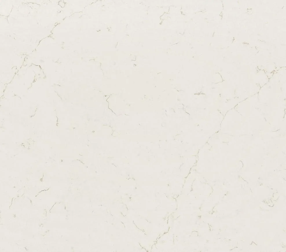 Persian White Silestone quartz with brass hardware