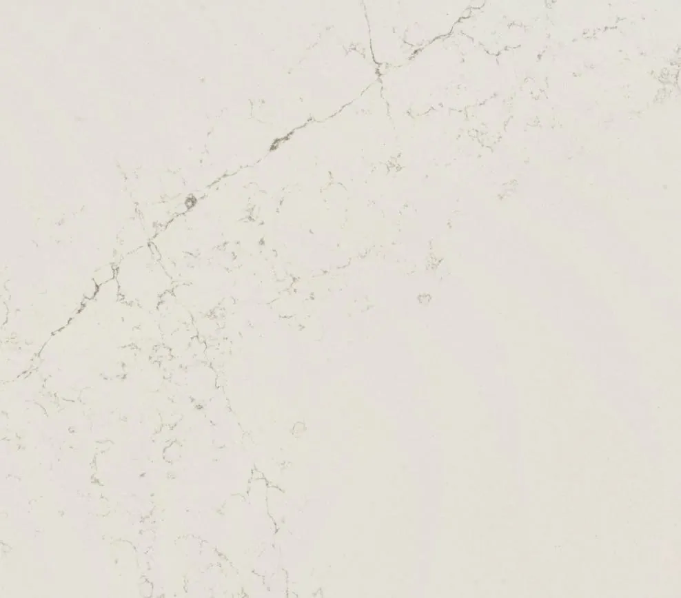 Siberian Silestone quartz with brass hardware