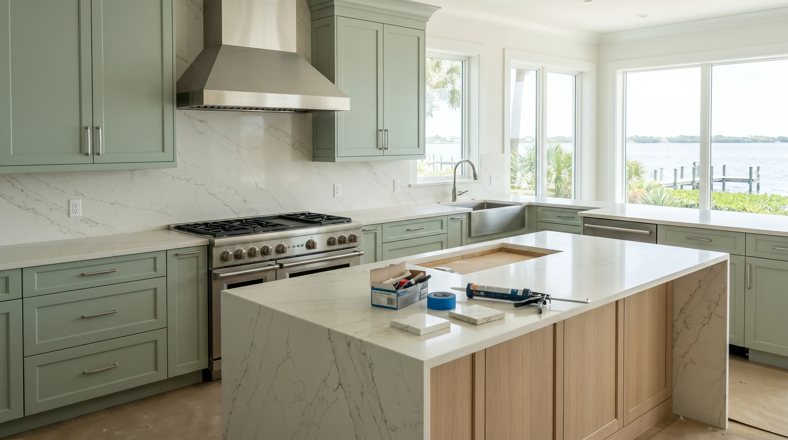 Two-tone Boynton Beach kitchen showing scope of remodel investment
