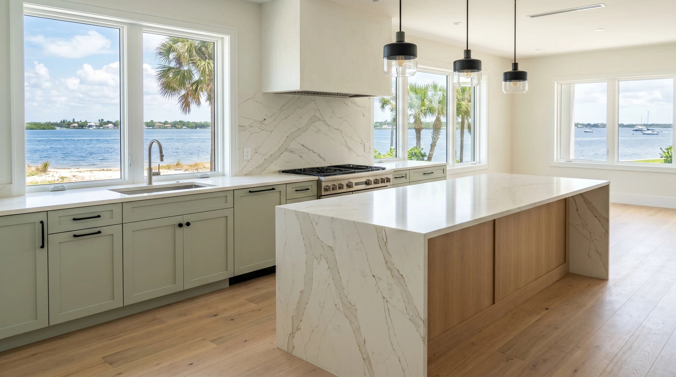 Boynton Beach kitchen with breakfast nook view and pantry-cabinetry wall