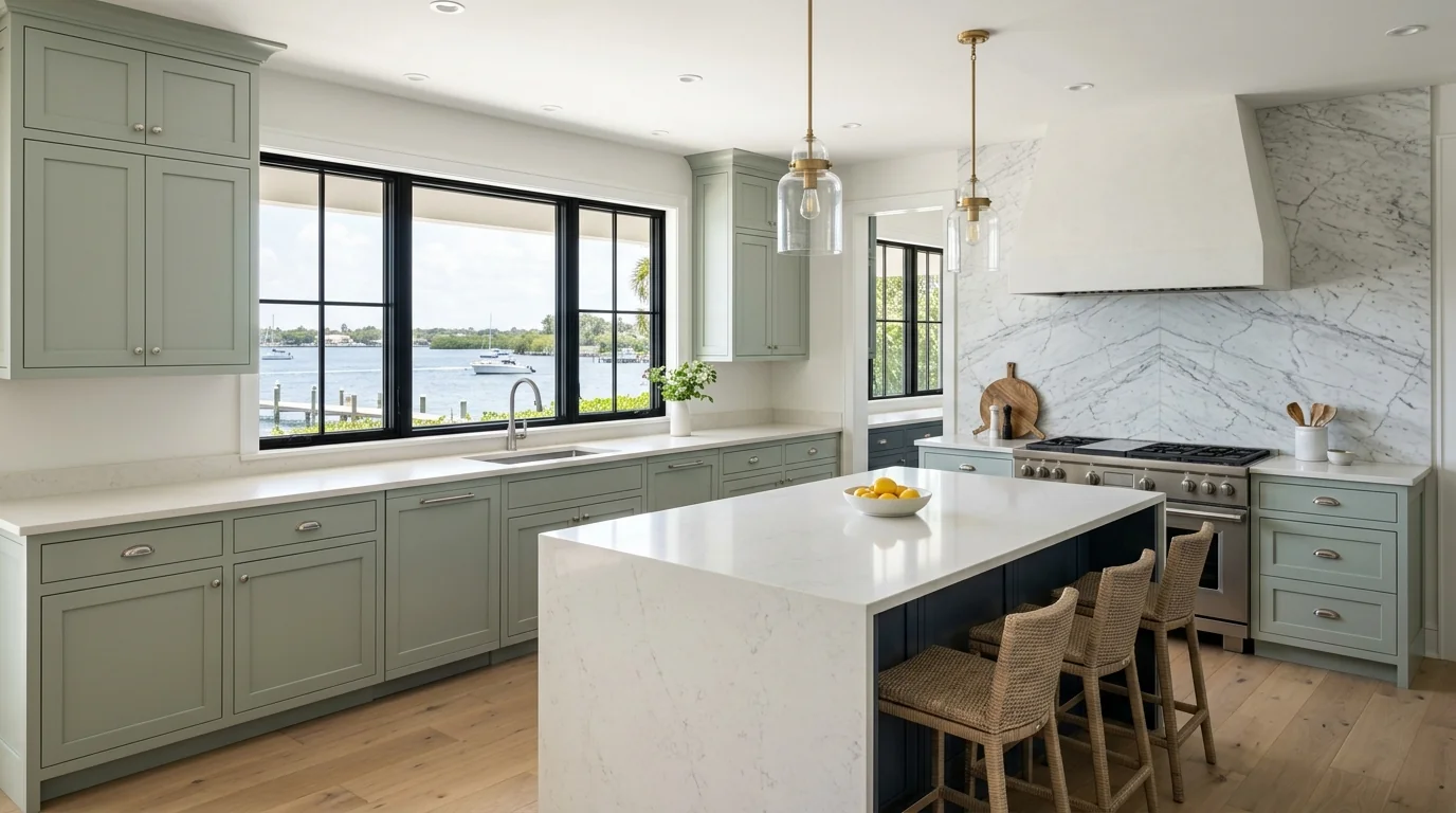 Two-tone Boynton Beach kitchen showing scope of remodel investment