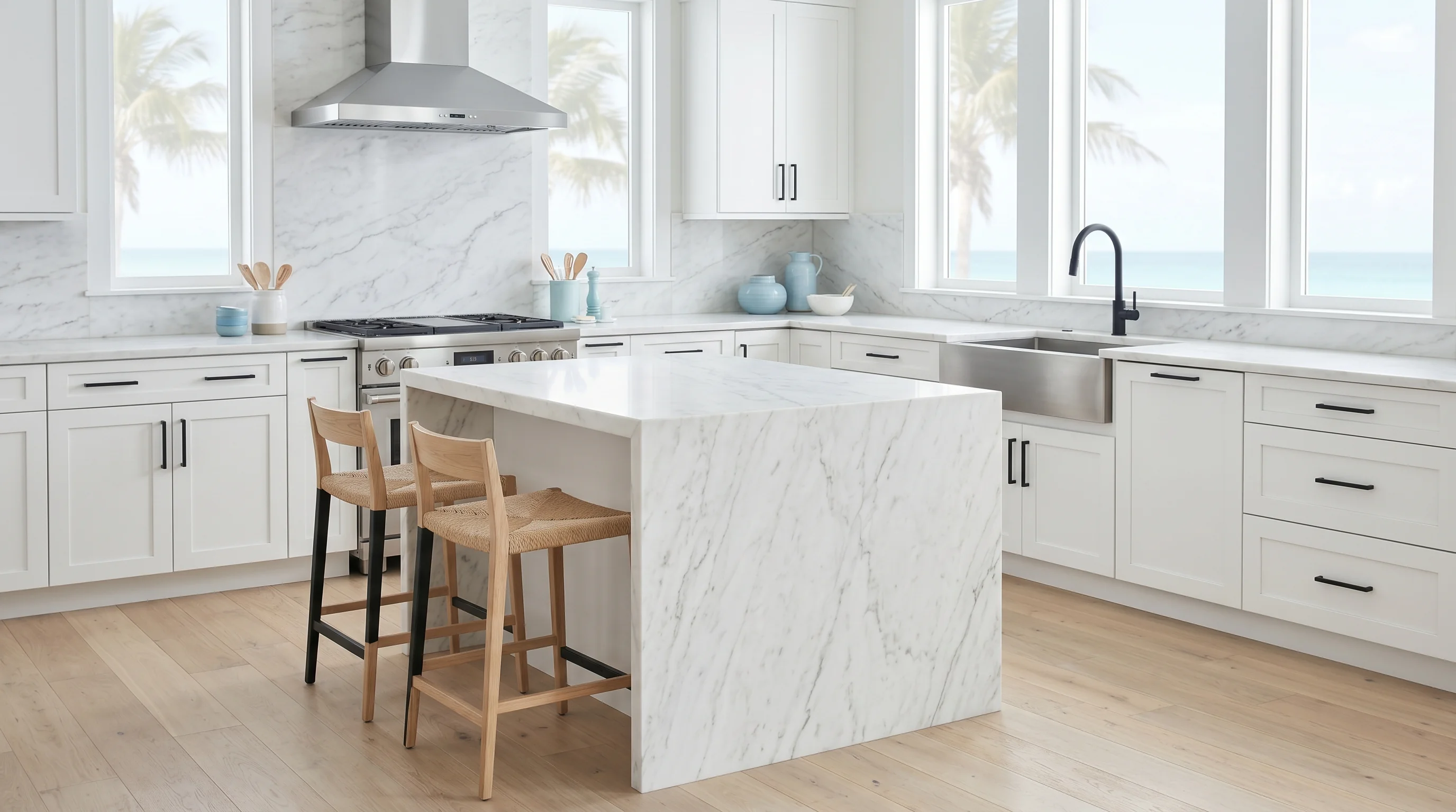 Delray Beach kitchen with breakfast nook view and pantry-cabinetry wall