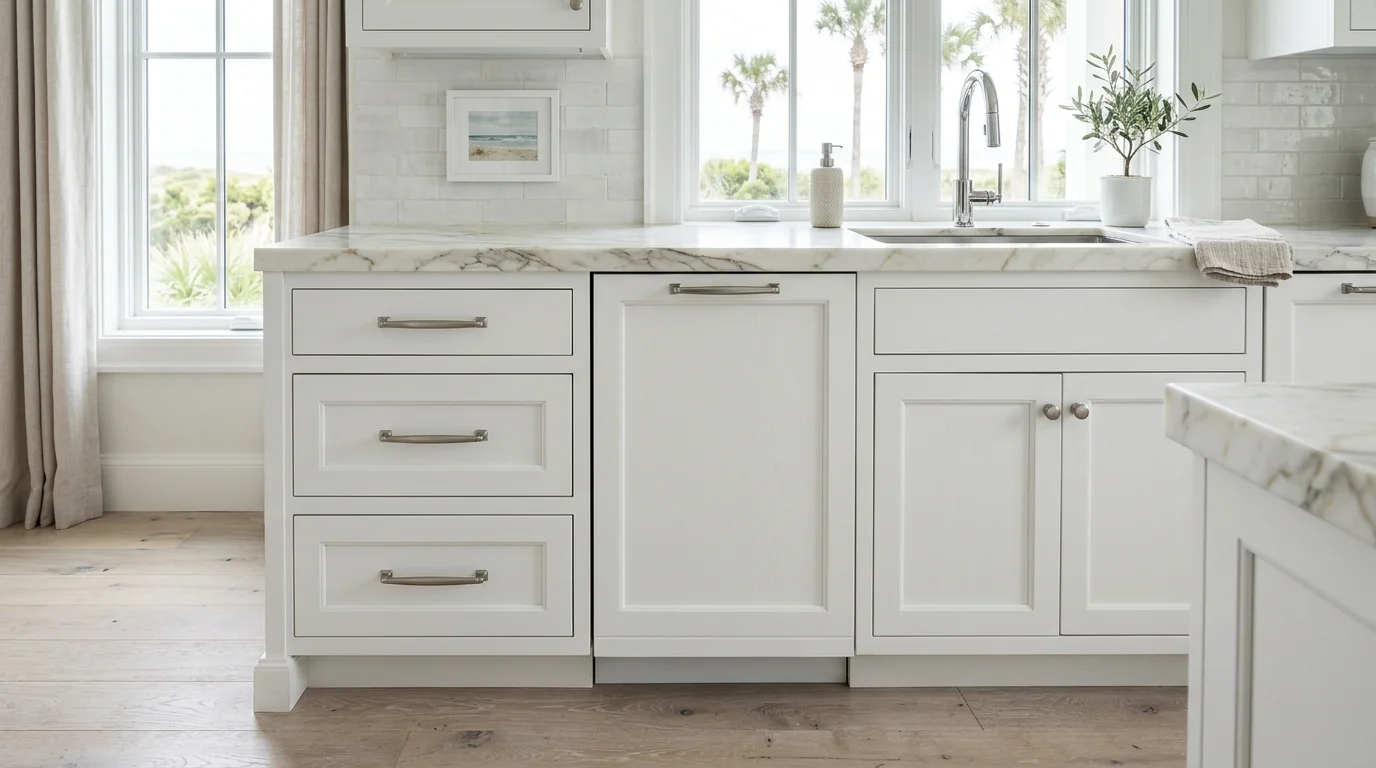 Delray Beach kitchen remodeling installation in progress with cabinetry and stone countertops