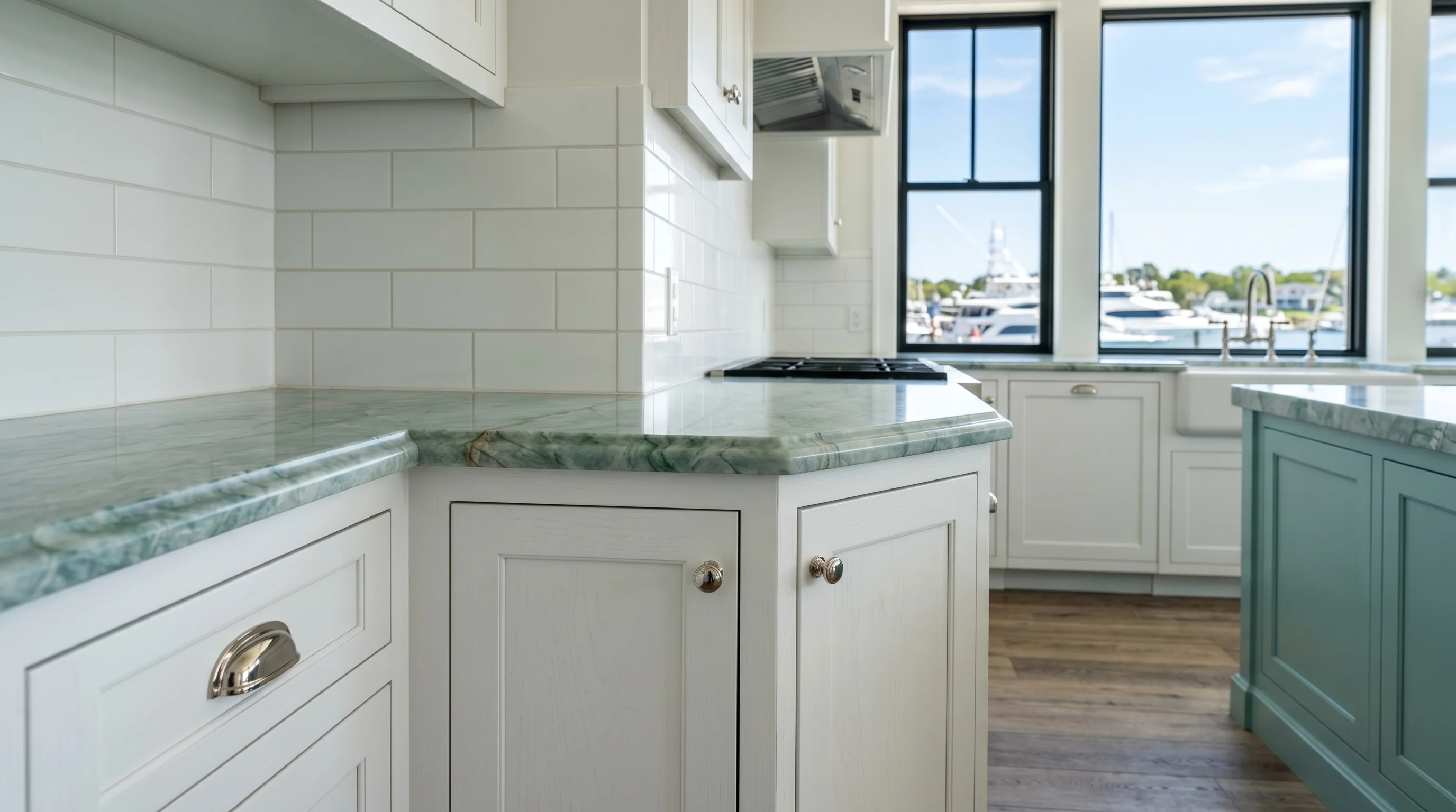 Open-concept Raised Panel kitchen cabinets in a Jupiter, Palm Beach County kitchen