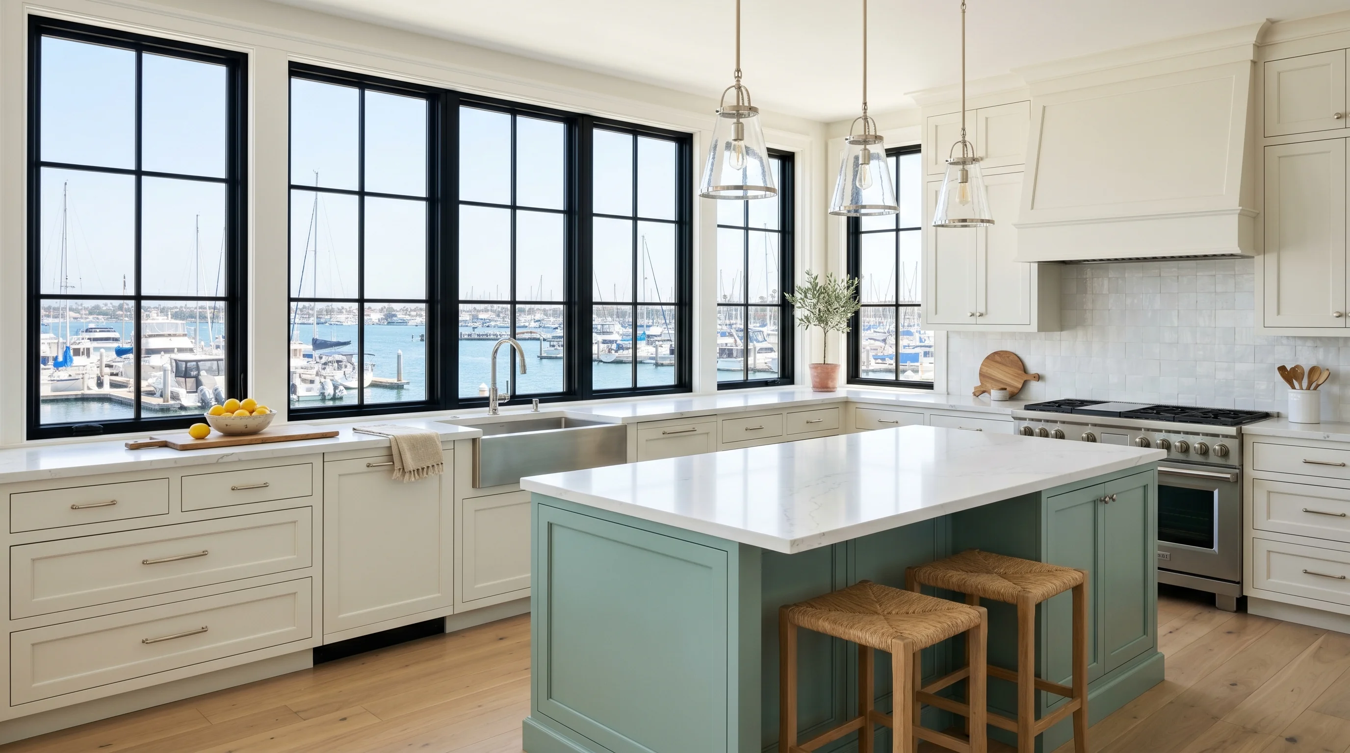 Modern Euro Slab kitchen cabinets in a Jupiter, Palm Beach County kitchen