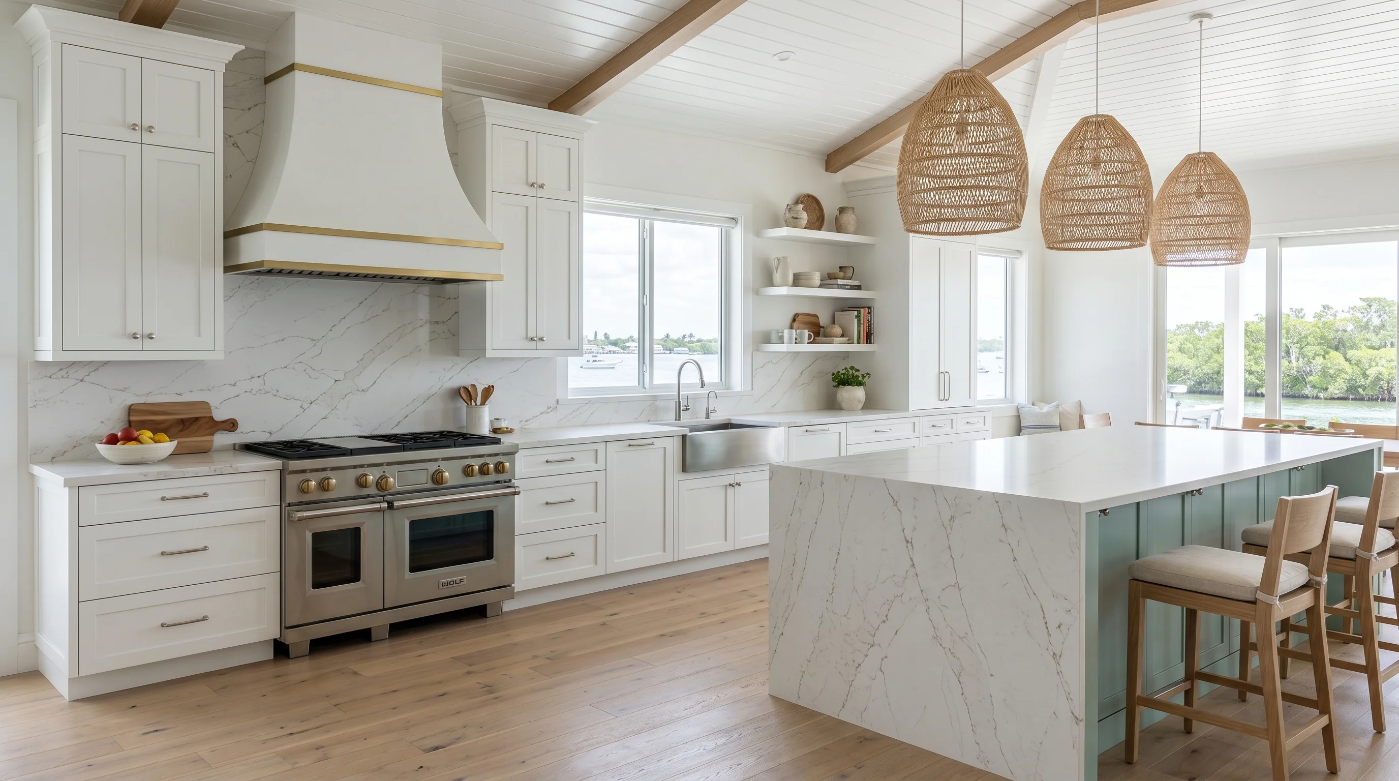 Two-tone Lantana kitchen showing scope of remodel investment